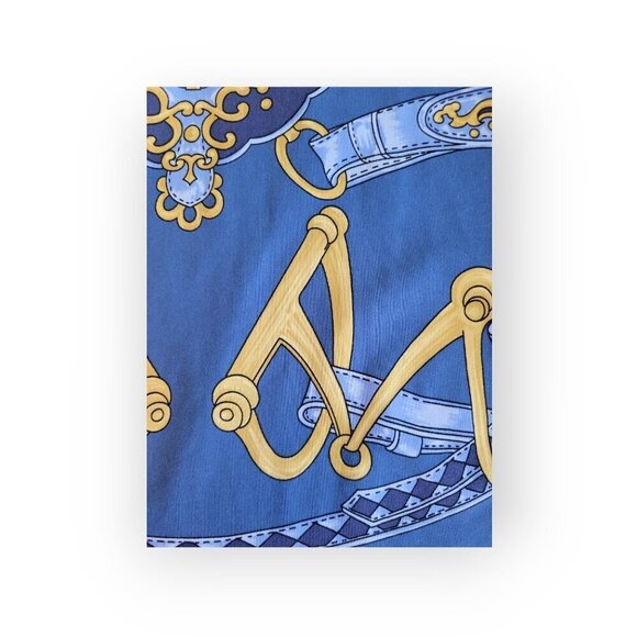 J. McLaughlin Blue Gold Chainlink Stretch Top Small - Picture 4 of 12